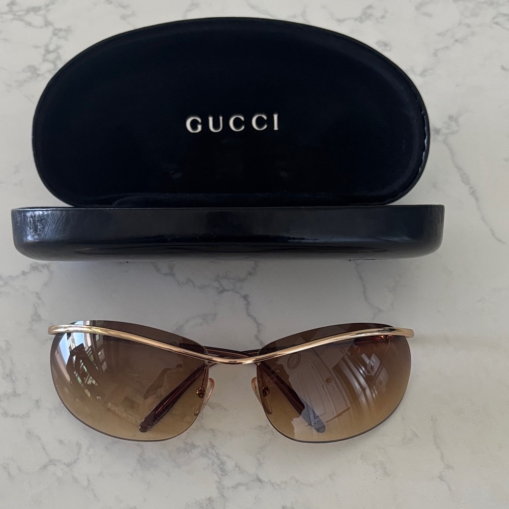 Gucci Gold and Brown Sunglasses